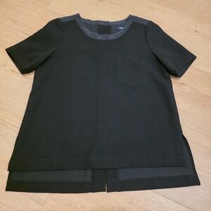 Madewell Women's Black Preppy Minimalist Modest 100% Silk Blouse Small Luxury